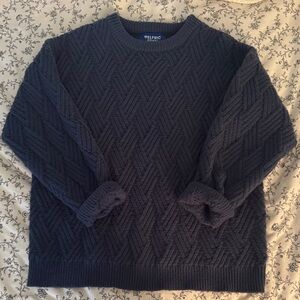 Aelfric Eden Crewneck Cable Knit Sweater - Navy